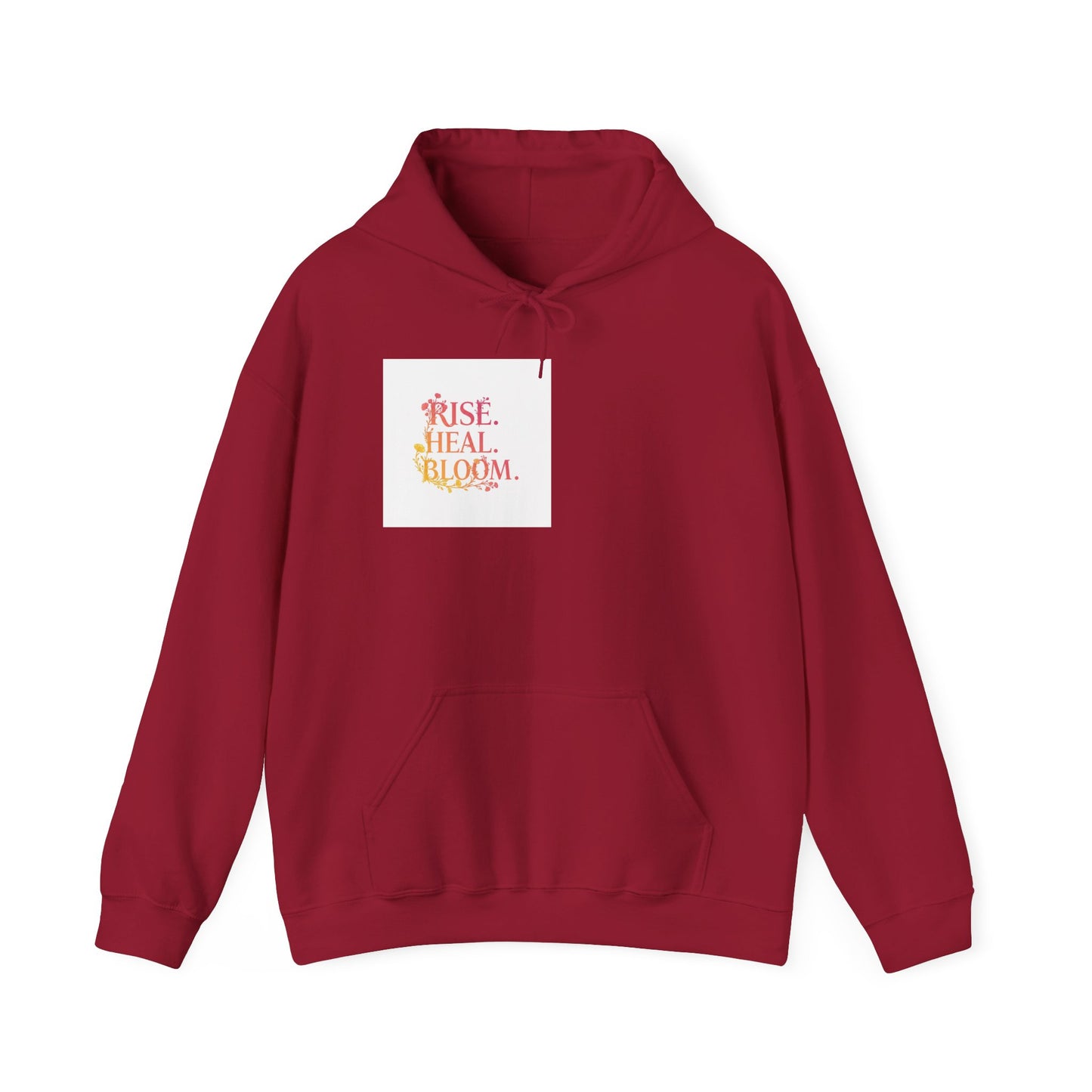 Rise Heal Bloom Unisex Heavy Blend Hoodie - Inspirational Sweatshirt for Self-Care and Wellness