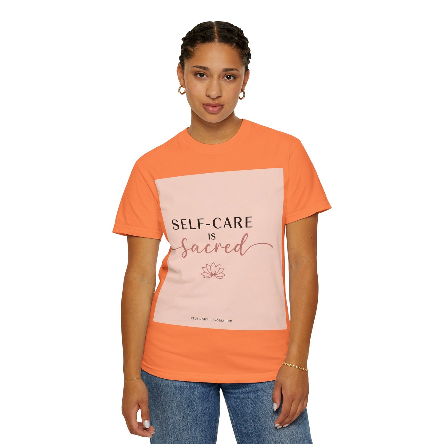 Front Print Design "Self-Care is Sacred" T-Shirt