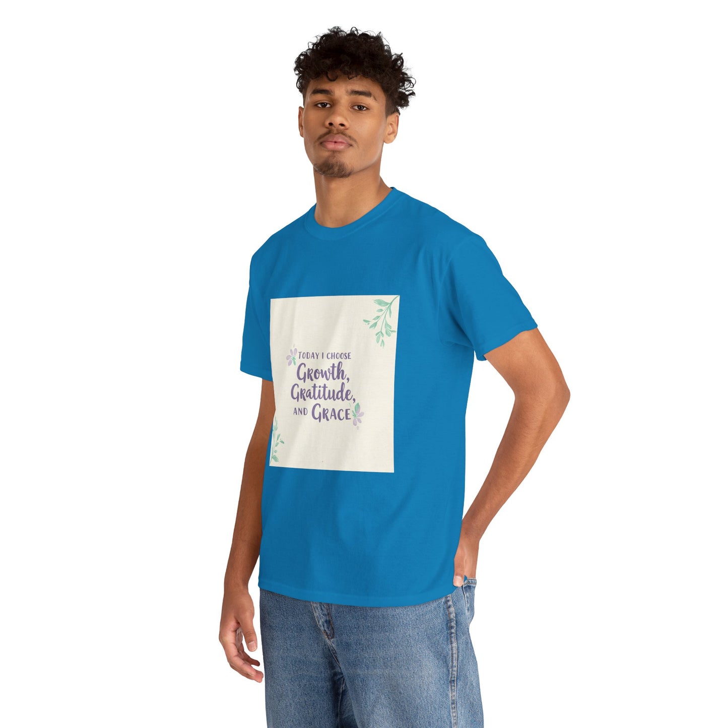 Inspirational Unisex Heavy Cotton Tee - "Today I Choose Growth, Gratitude, and Grace"