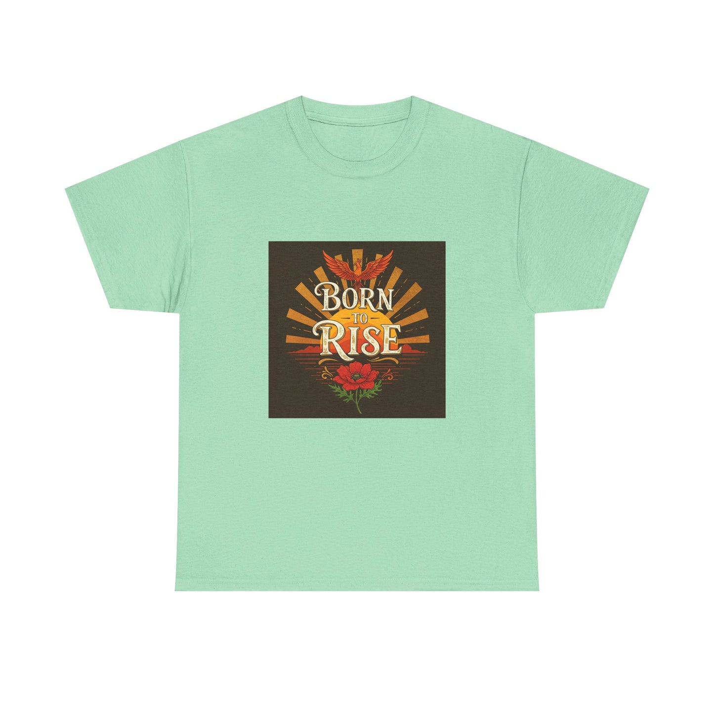 Born to Rise Unisex Heavy Cotton Tee - Inspirational Graphic Shirt