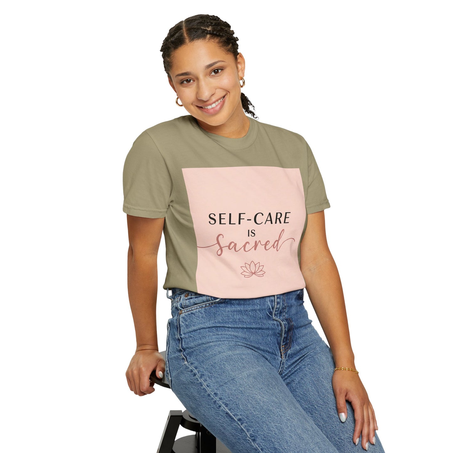 Front Print Design "Self-Care is Sacred" T-Shirt