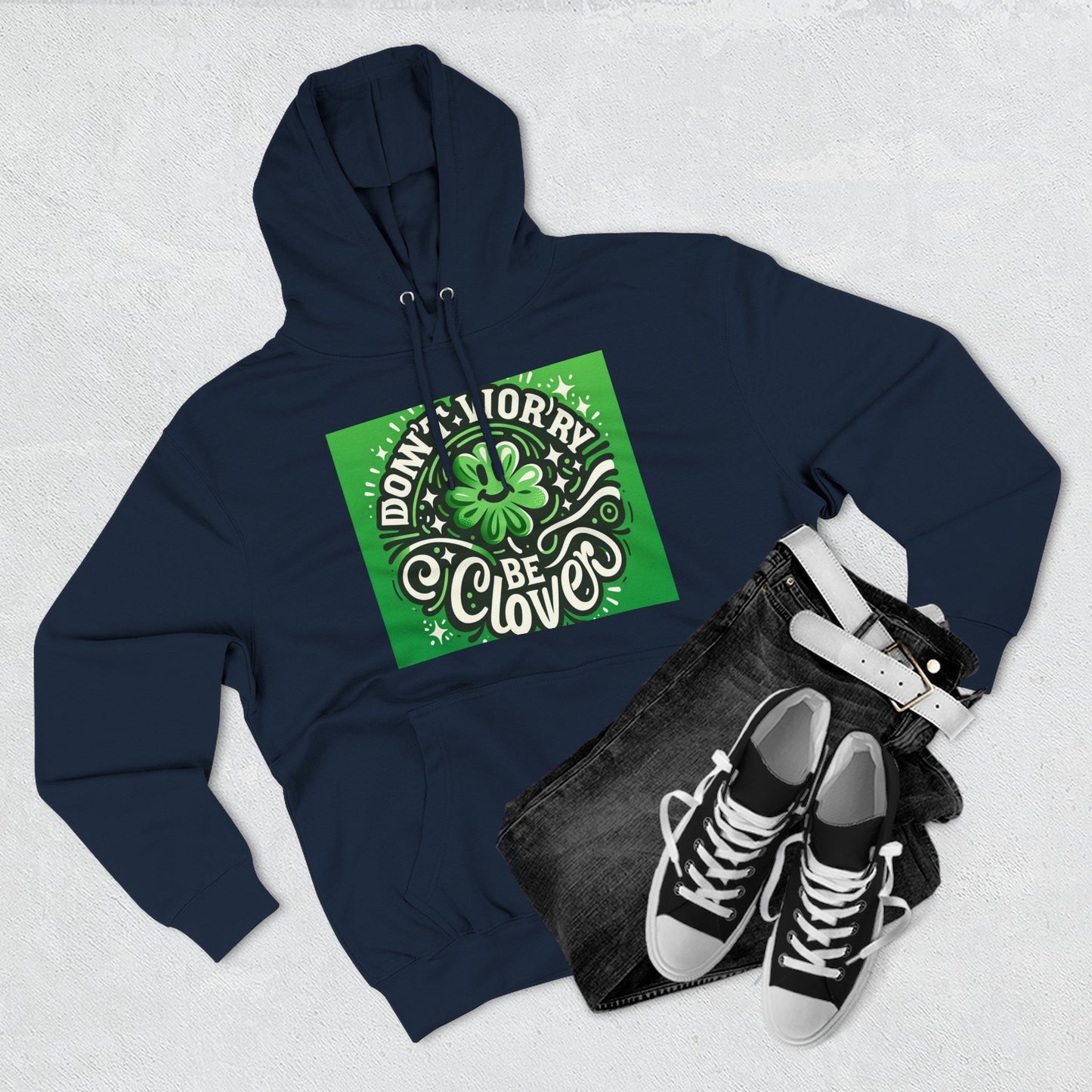 St. Patrick's Day Fleece Hoodie - "စိတ်မပူပါနဲ့ Clover ဖြစ်ပါစေ"