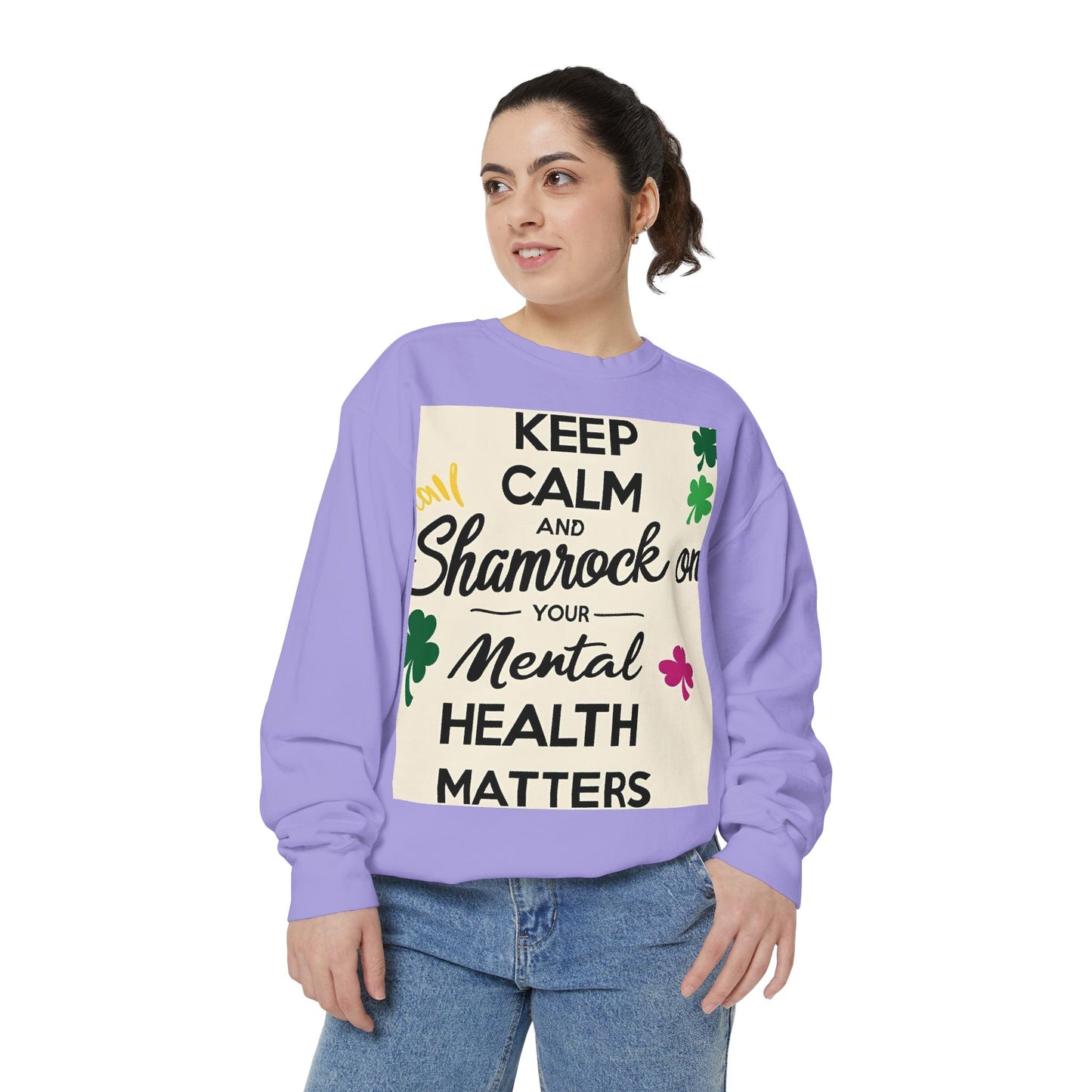 Front Print Design- "Keep Calm Shamrock" Sweatshirt