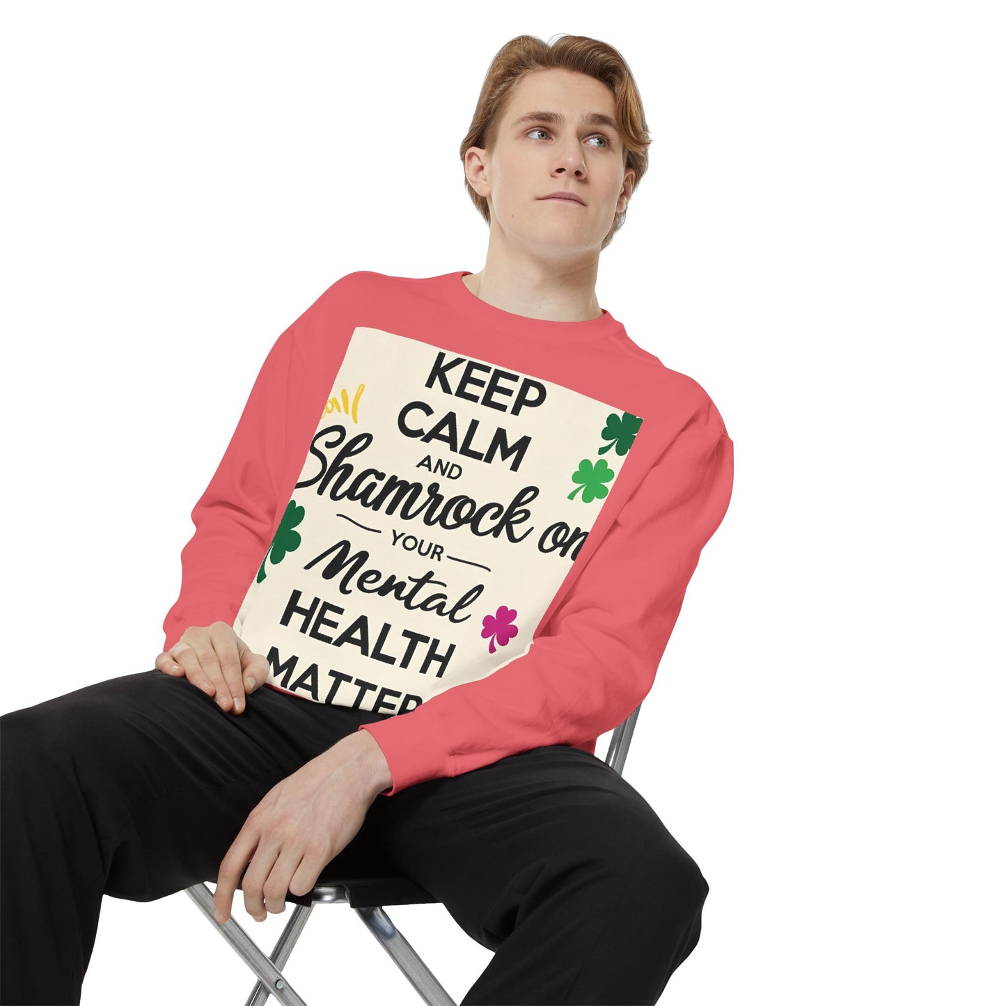 Front Print Design- "Keep Calm Shamrock" Sweatshirt