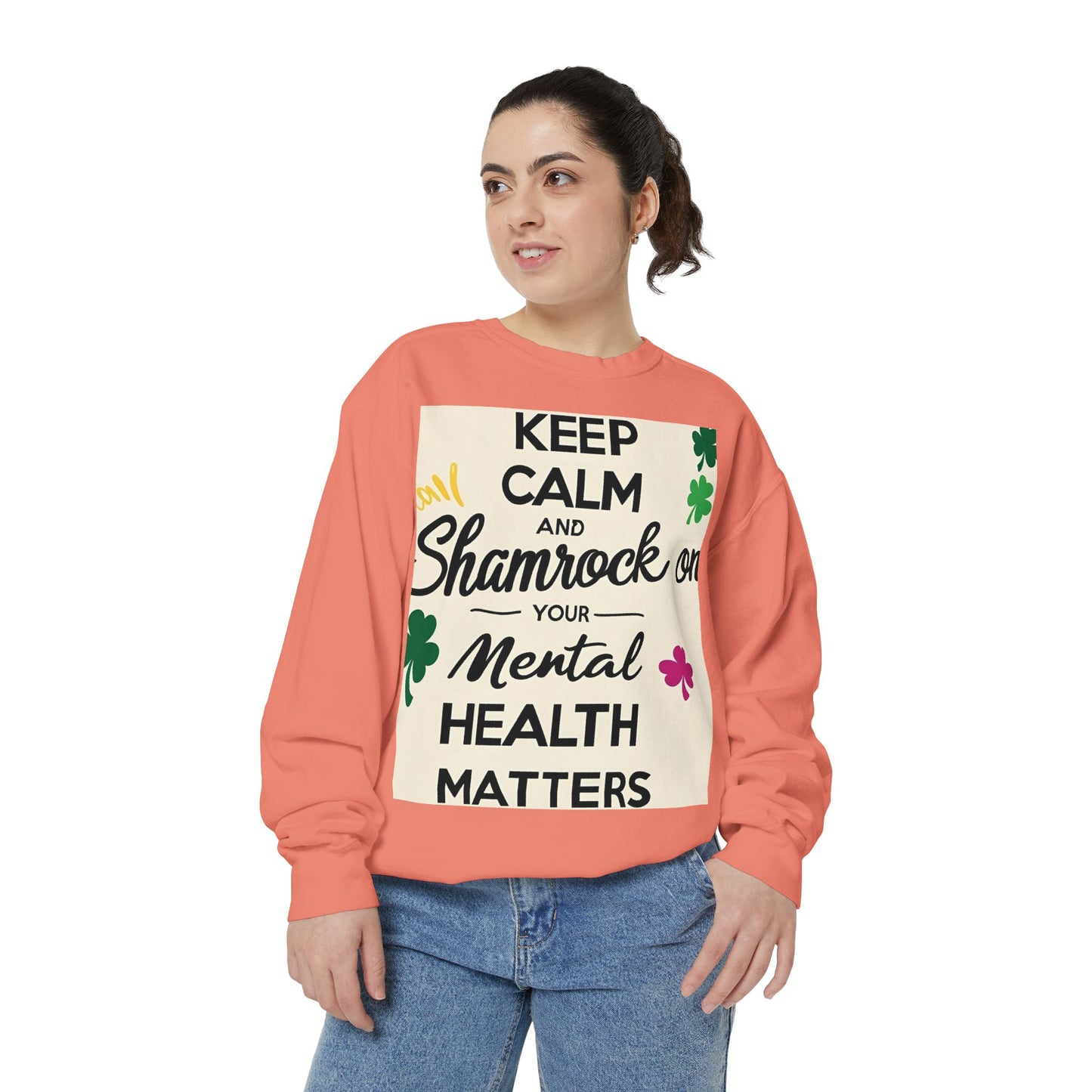 Front Print Design- "Keep Calm Shamrock" Sweatshirt