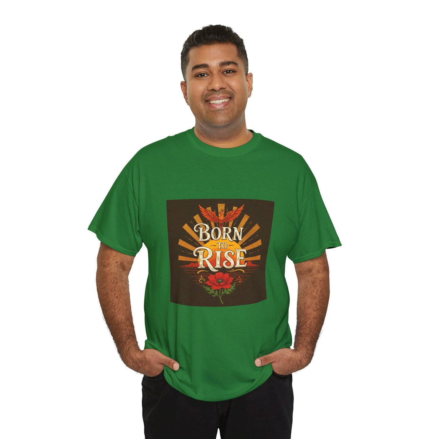 Born to Rise Unisex Heavy Cotton Tee - Inspirational Graphic Shirt