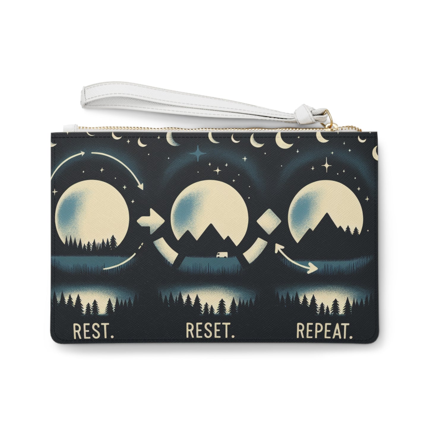 Rest Reset Repeat Clutch Bag | Stylish Travel Accessory for Relaxation Enthusiasts