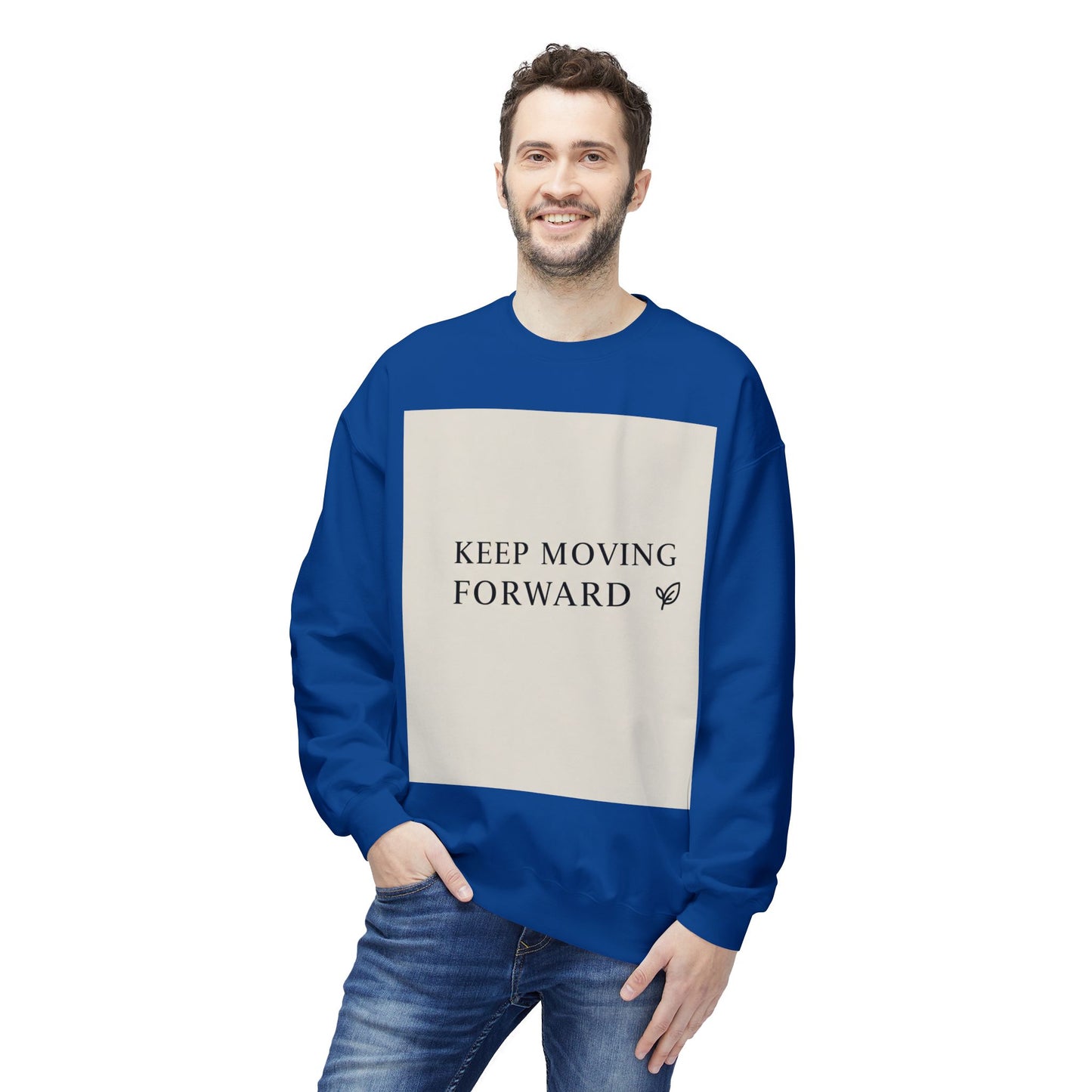 Inspirerende Fleece Crewneck-trui - "Hou aan om vorentoe te beweeg"