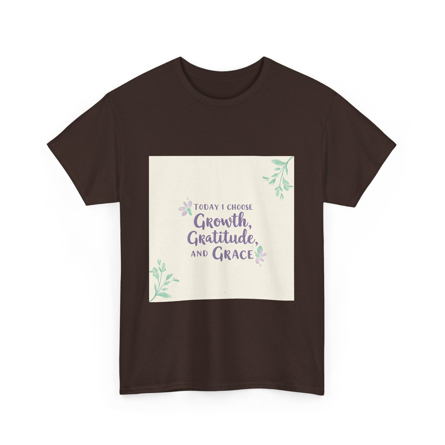 Inspirational Unisex Heavy Cotton Tee - "Today I Choose Growth, Gratitude, and Grace"