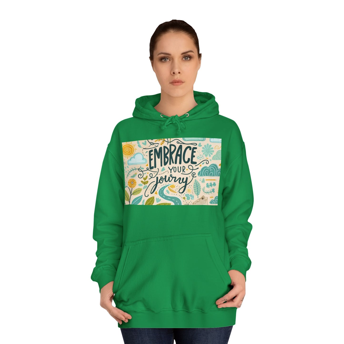 သင့်ခရီးကို Unisex College Hoodie - စိတ်အားထက်သန်သော နှစ်သိမ့်မှုကို ခံယူပါ။