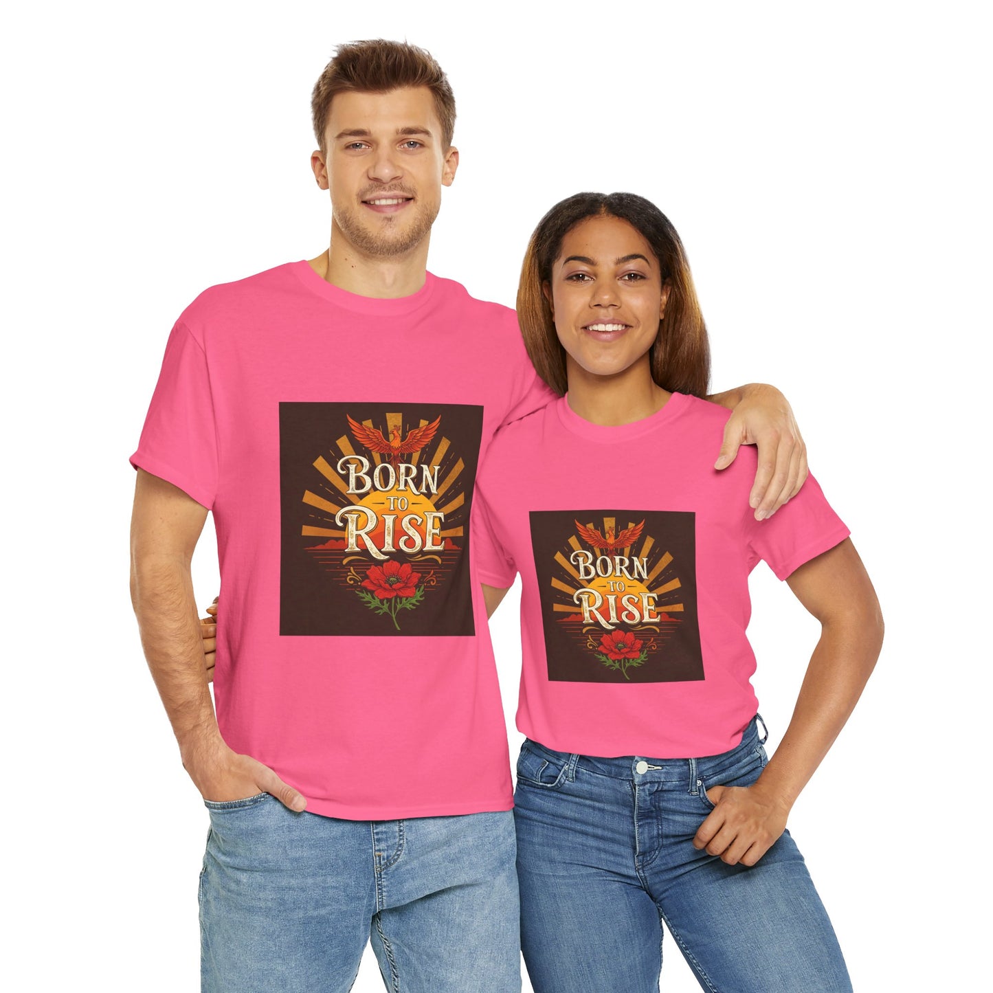 Born to Rise Unisex Heavy Cotton Tee - Inspirational Graphic Shirt