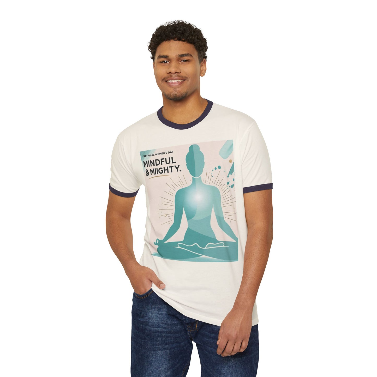 Mindful & Mighty Unisex Cotton Ringer T-Shirt for Women's Day