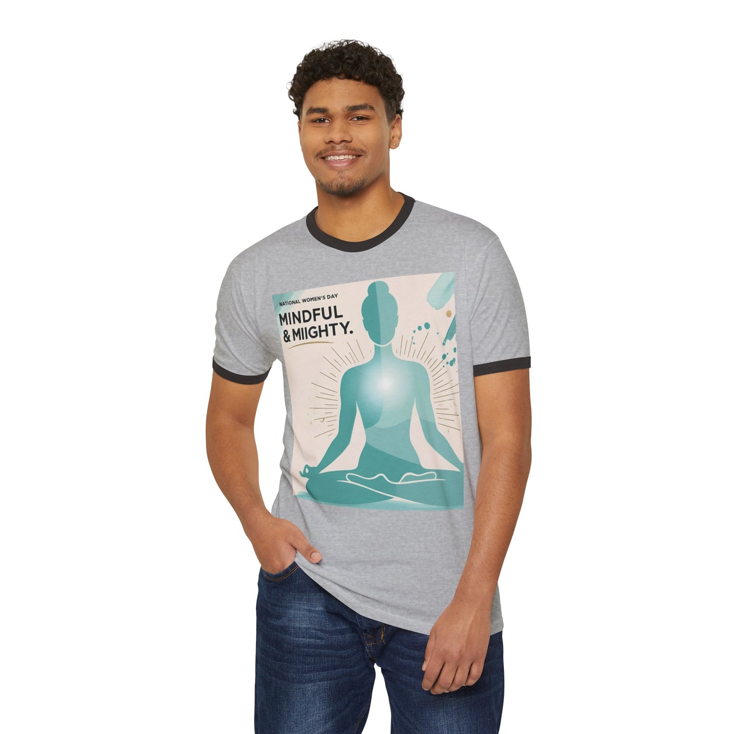 Mindful & Mighty Unisex Cotton Ringer T-Shirt for Women's Day