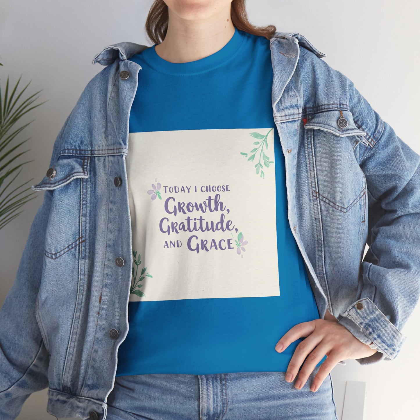 Inspirational Unisex Heavy Cotton Tee - "Today I Choose Growth, Gratitude, and Grace"