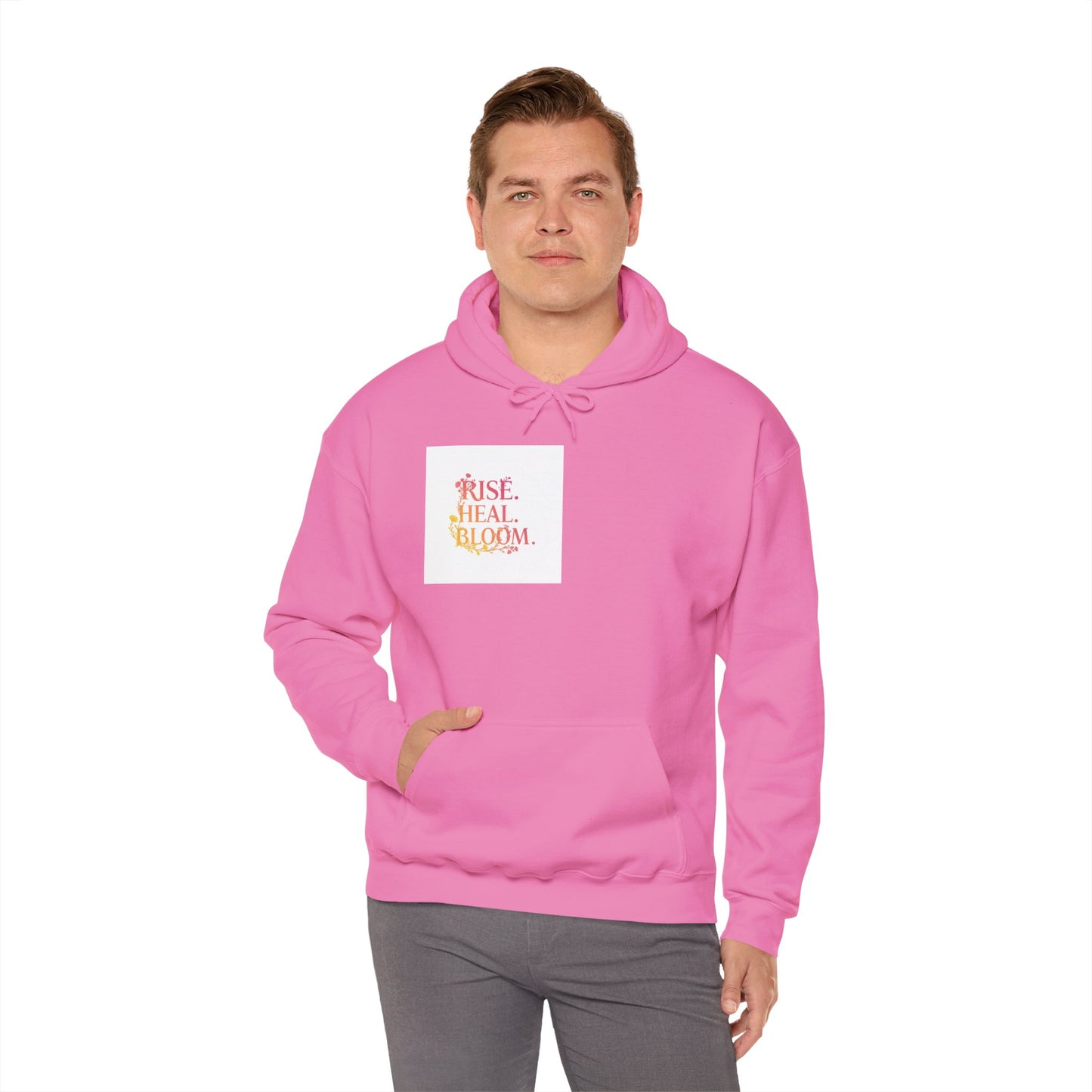 Rise Heal Bloom Unisex Heavy Blend Hoodie - Inspirational Sweatshirt for Self-Care and Wellness