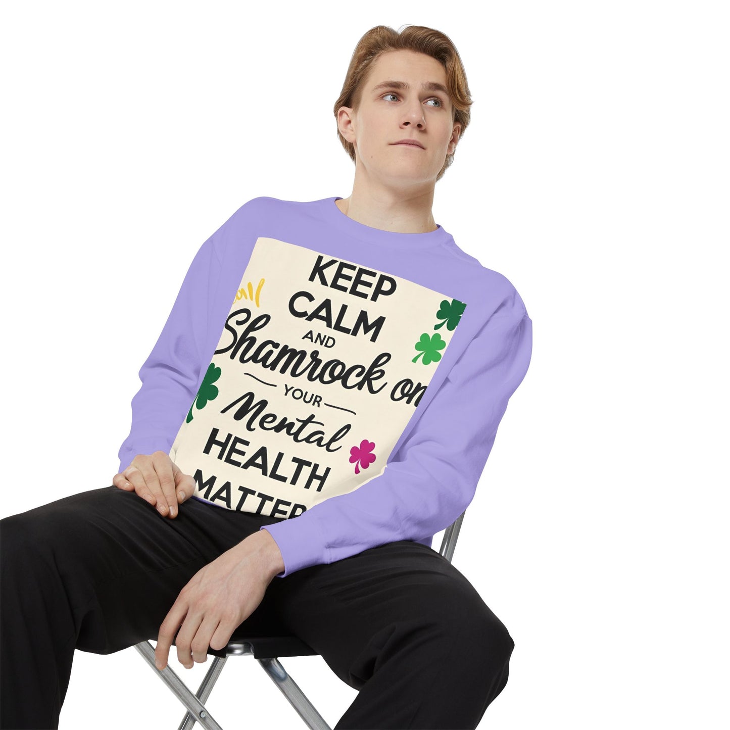 Front Print Design- "Keep Calm Shamrock" Sweatshirt