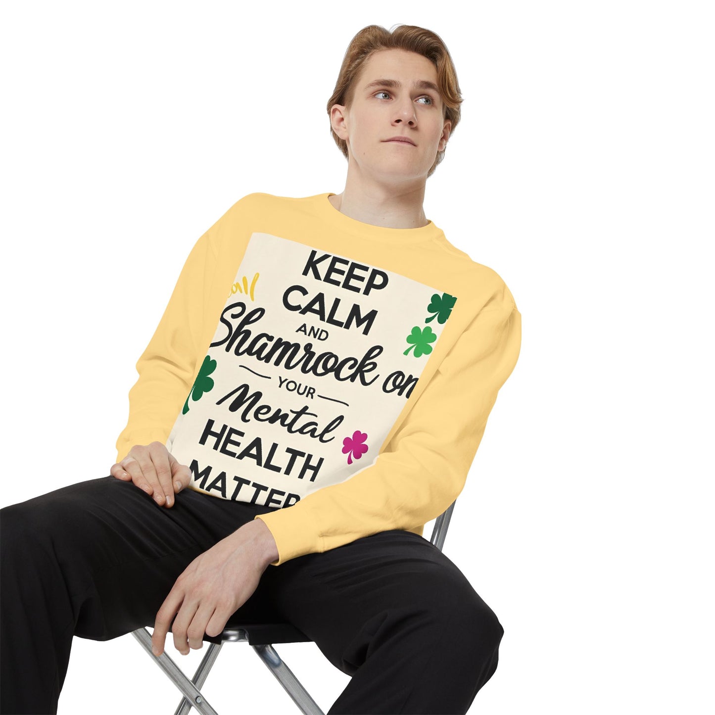 Front Print Design- "Keep Calm Shamrock" Sweatshirt