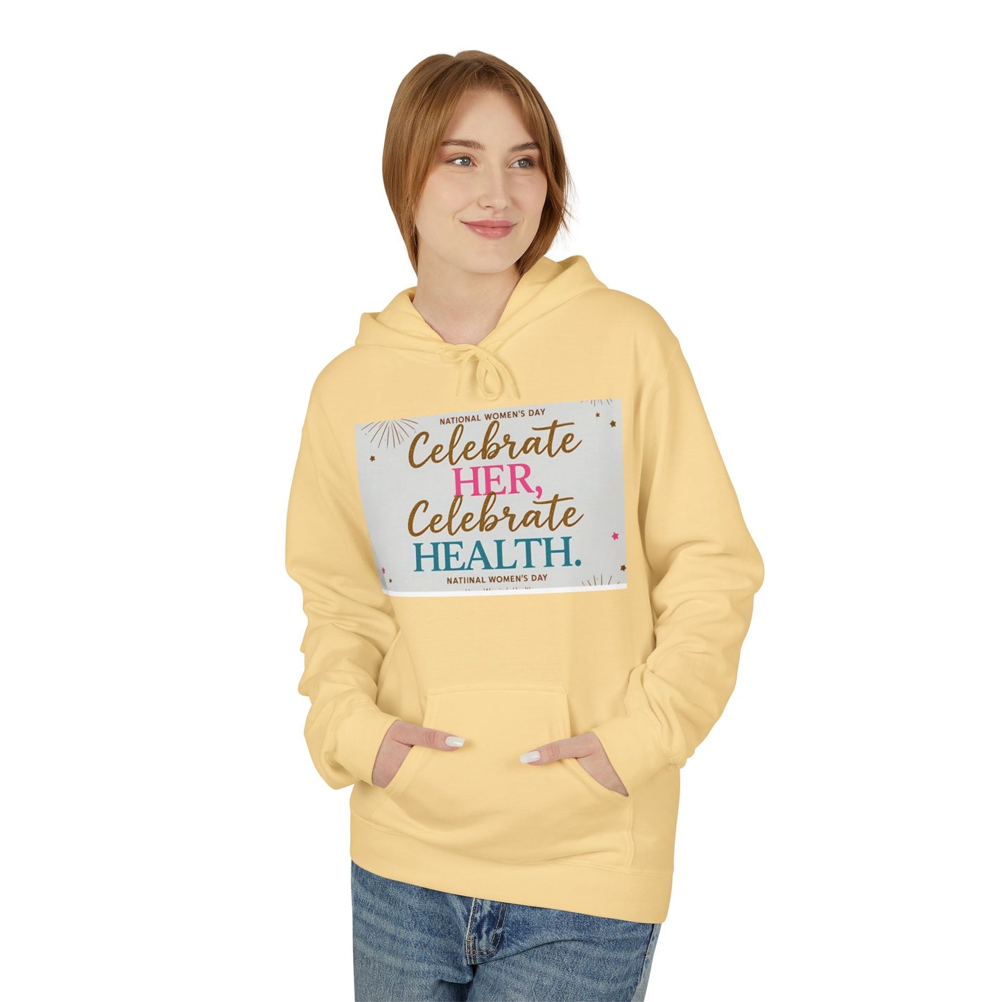 အမျိုးသမီးများနေ့အတွက် သူမ၏ကျန်းမာရေး Unisex Fleece Hoodie ကို ဂုဏ်ပြုပါ။