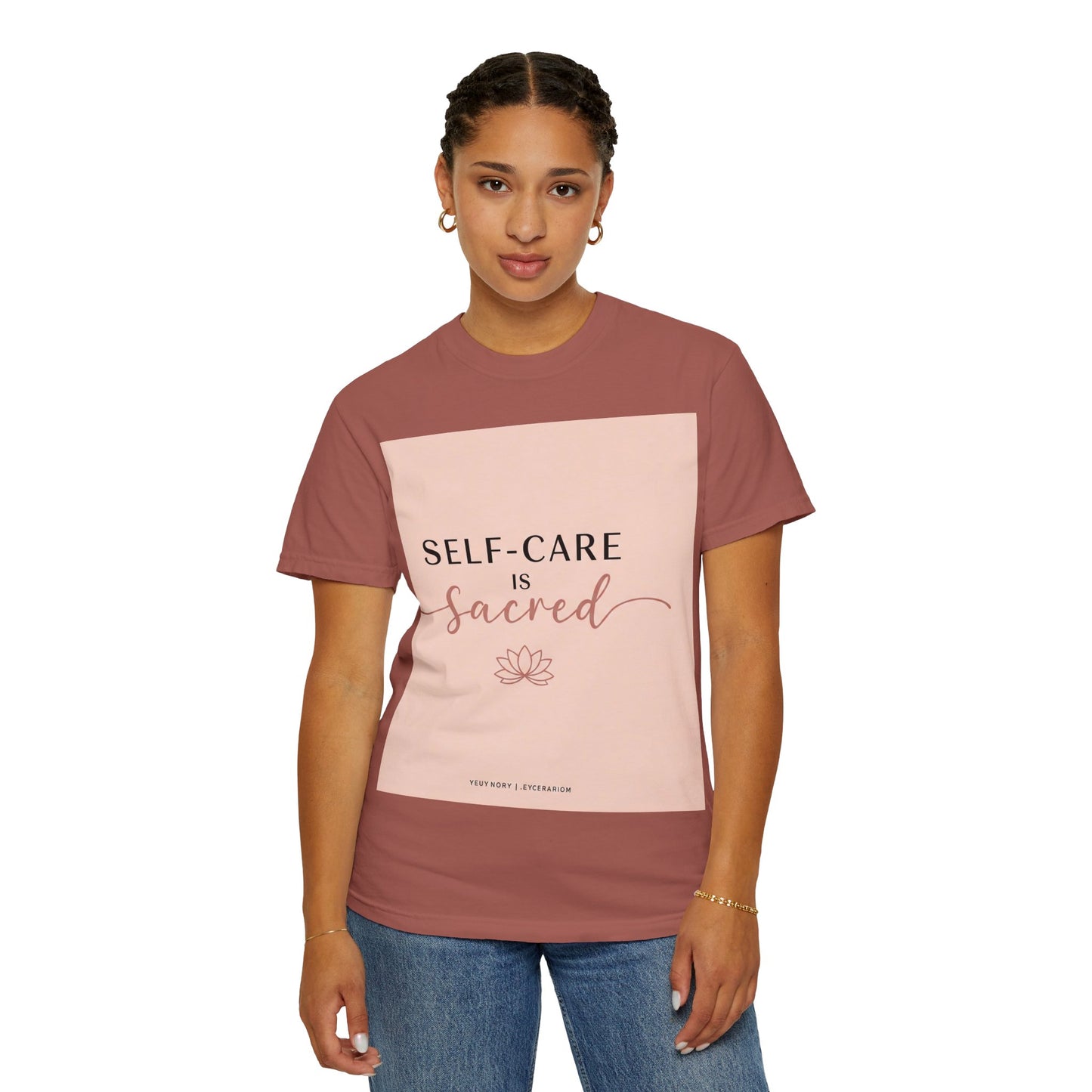 Front Print Design "Self-Care is Sacred" T-Shirt