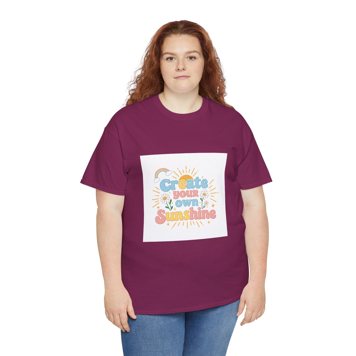 Create Your Own Sunshine Unisex Heavy Cotton Tee - Positive Vibe T-Shirt for Joyful Moments