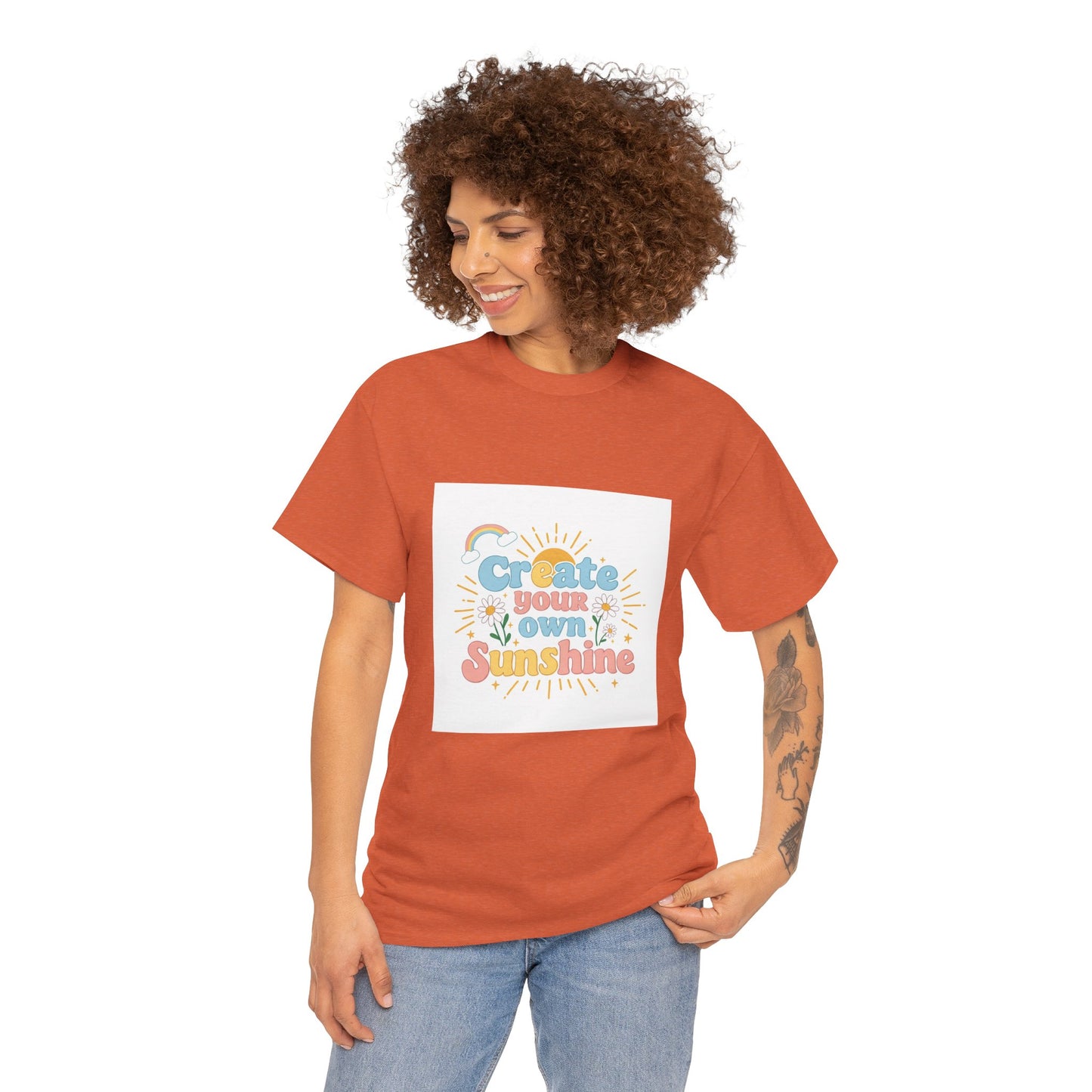 Create Your Own Sunshine Unisex Heavy Cotton Tee - Positive Vibe T-Shirt for Joyful Moments