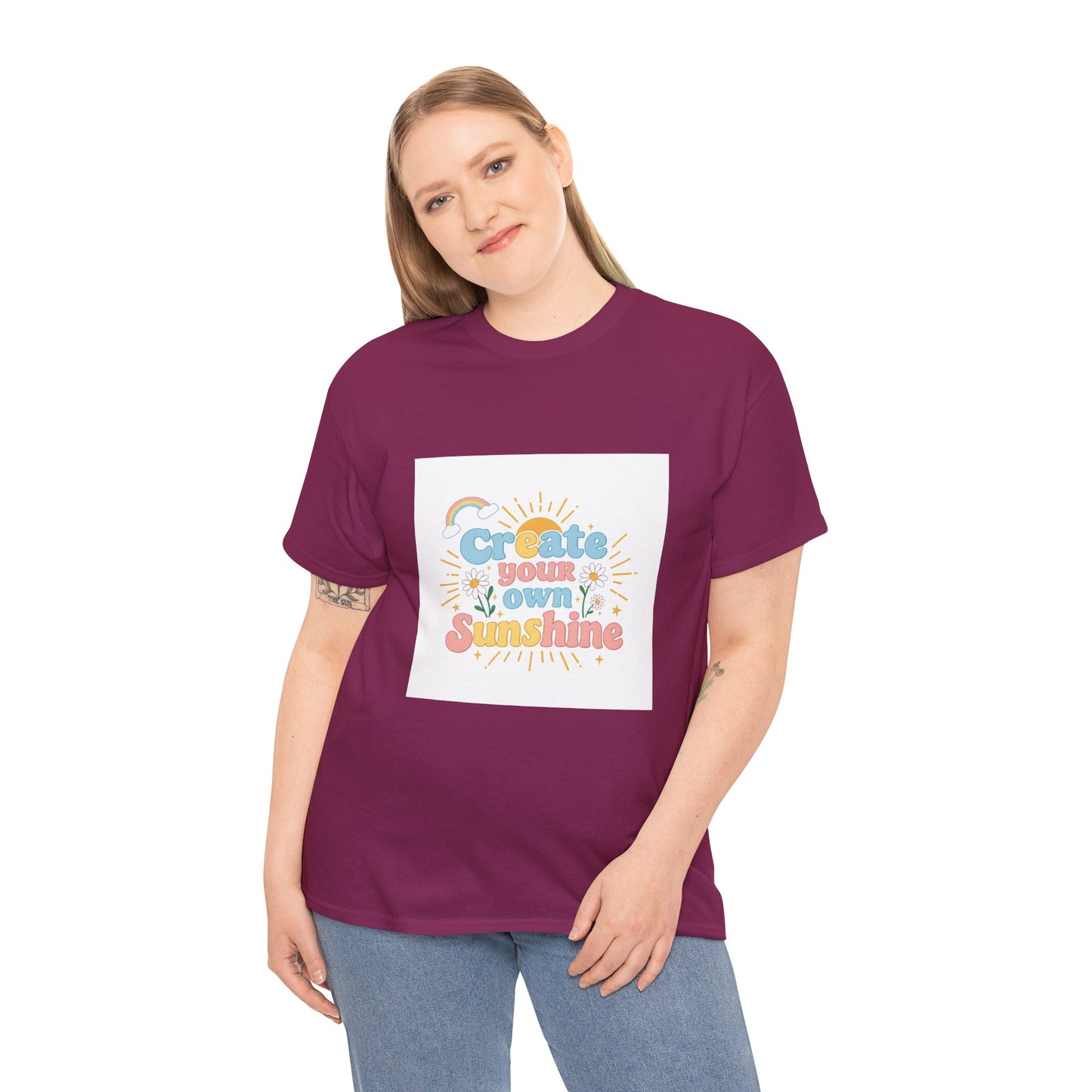 Create Your Own Sunshine Unisex Heavy Cotton Tee - Positive Vibe T-Shirt for Joyful Moments