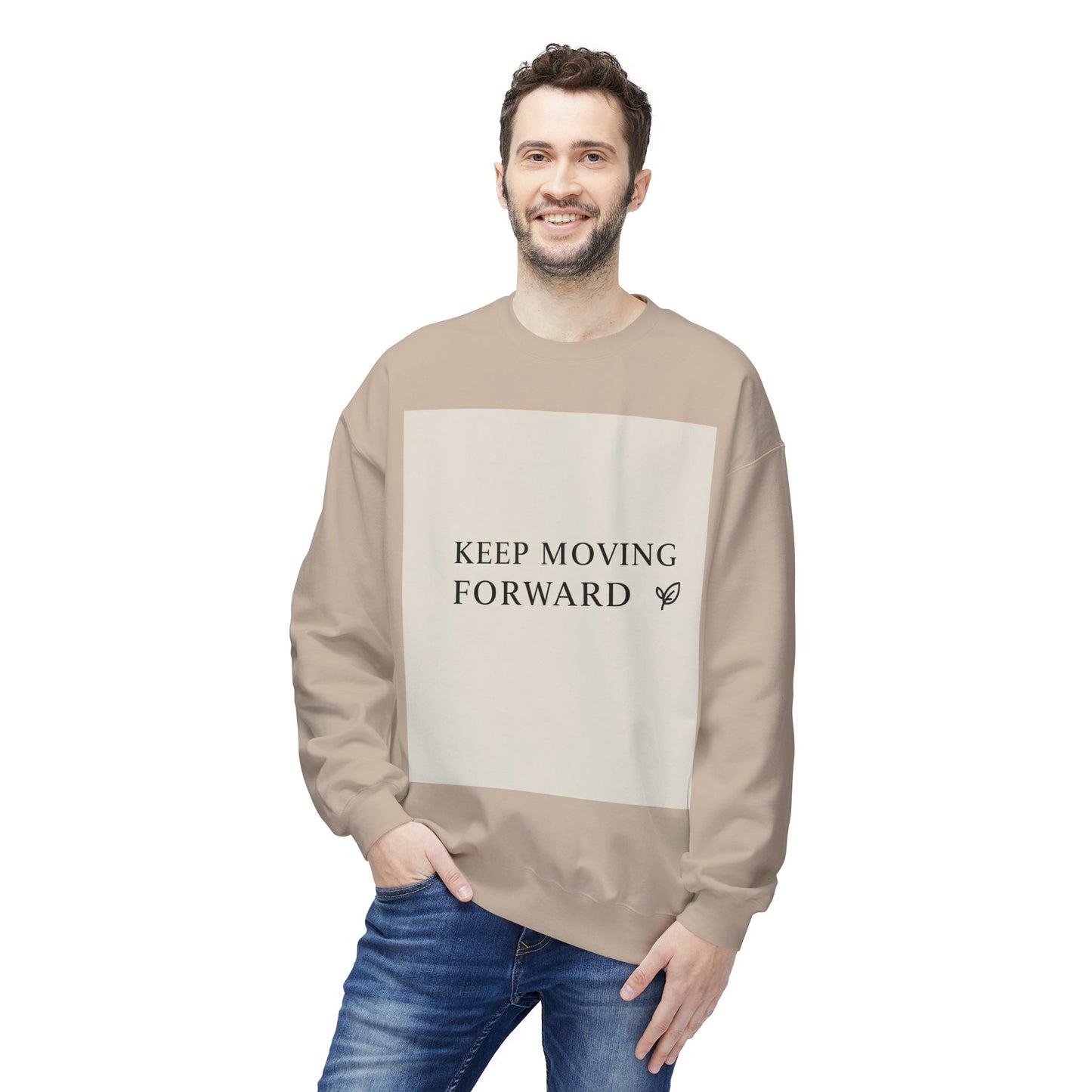 Inspirerende Fleece Crewneck-trui - "Hou aan om vorentoe te beweeg"