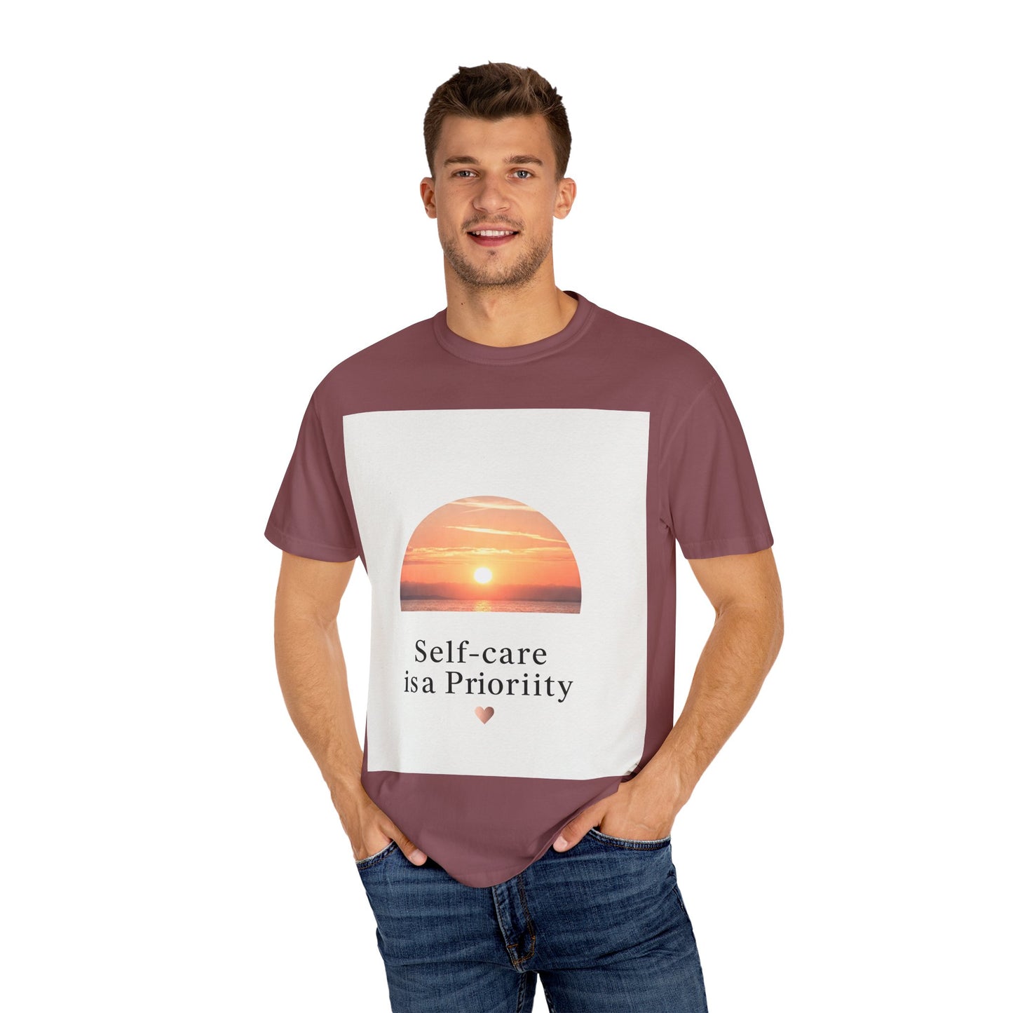 Self-Care ဦးစားပေး Unisex Garment-Dyed T-Shirt