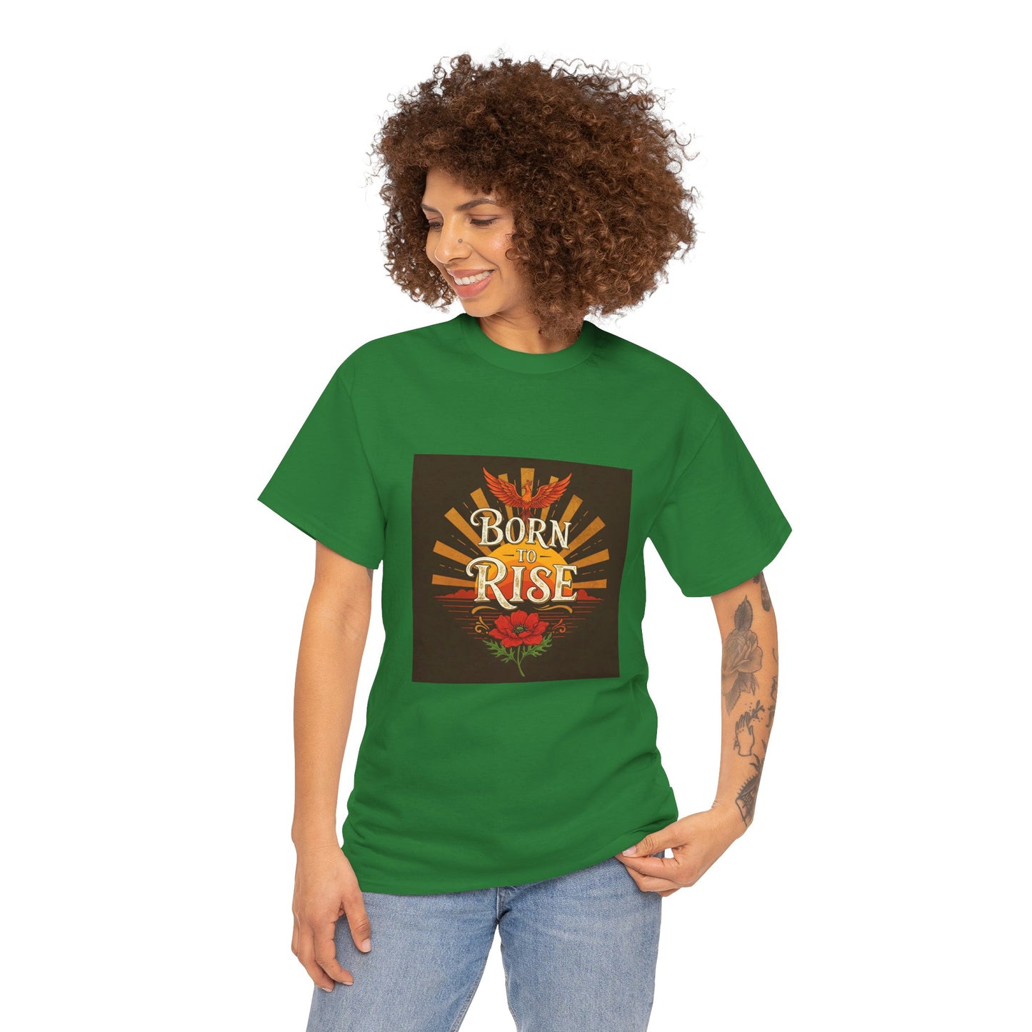 Born to Rise Unisex Heavy Cotton Tee - Inspirational Graphic Shirt