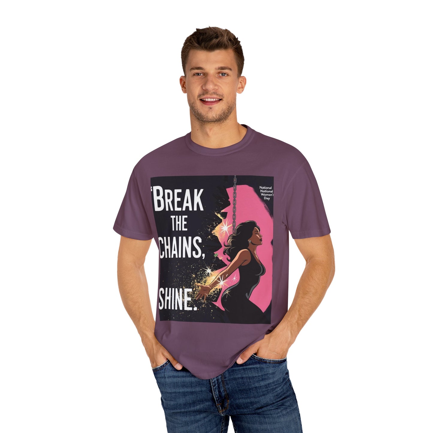 Empowerment T-Shirt: "Break the Chains, Shine" - Unisex Garment-Dyed Tee for National Freedom Day