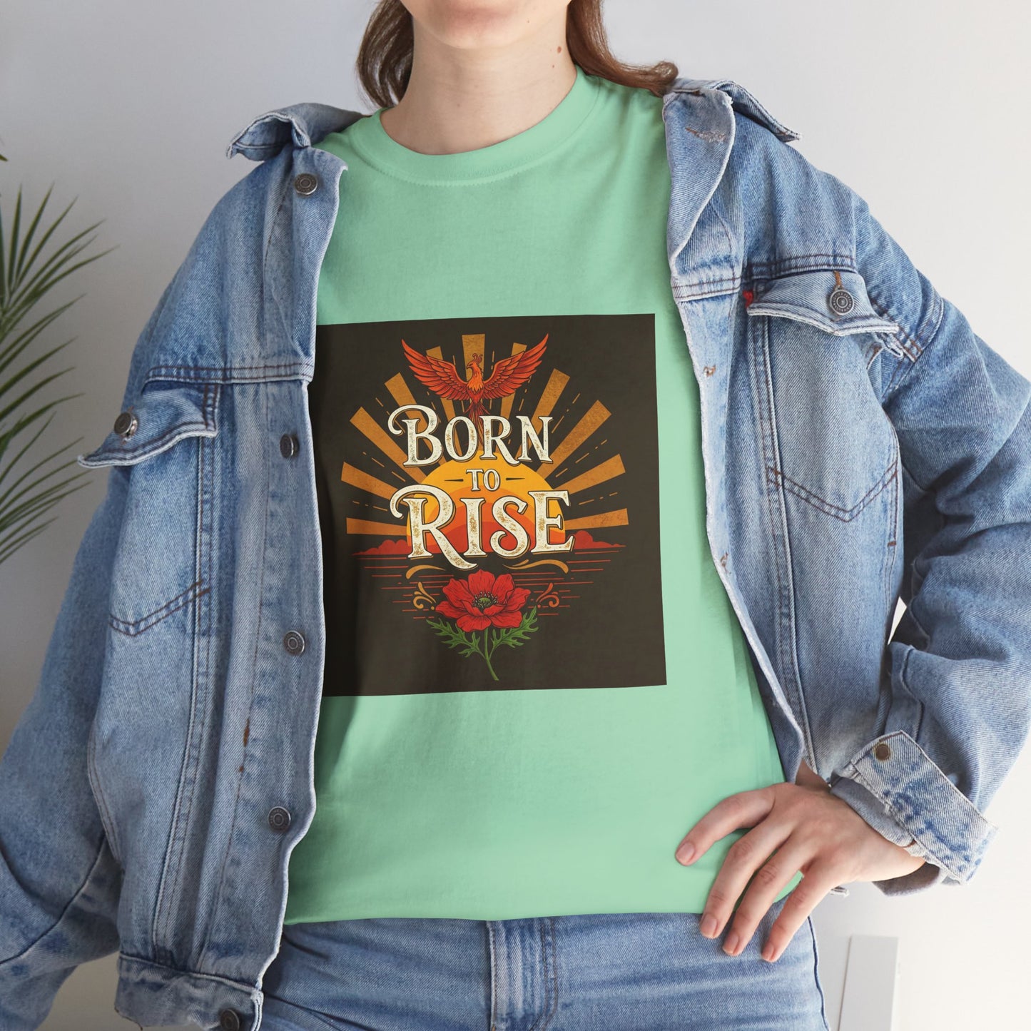 Born to Rise Unisex Heavy Cotton Tee - Inspirational Graphic Shirt