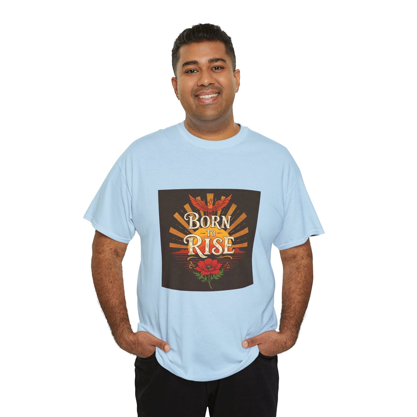 Born to Rise Unisex Heavy Cotton Tee - Inspirational Graphic Shirt