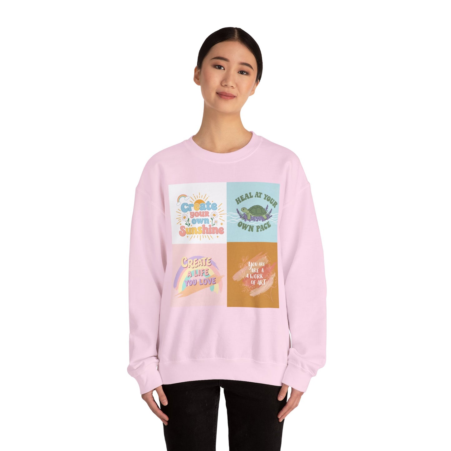 Inspirational Crewneck Sweatshirt - "Create Your Own Sunshine" & More