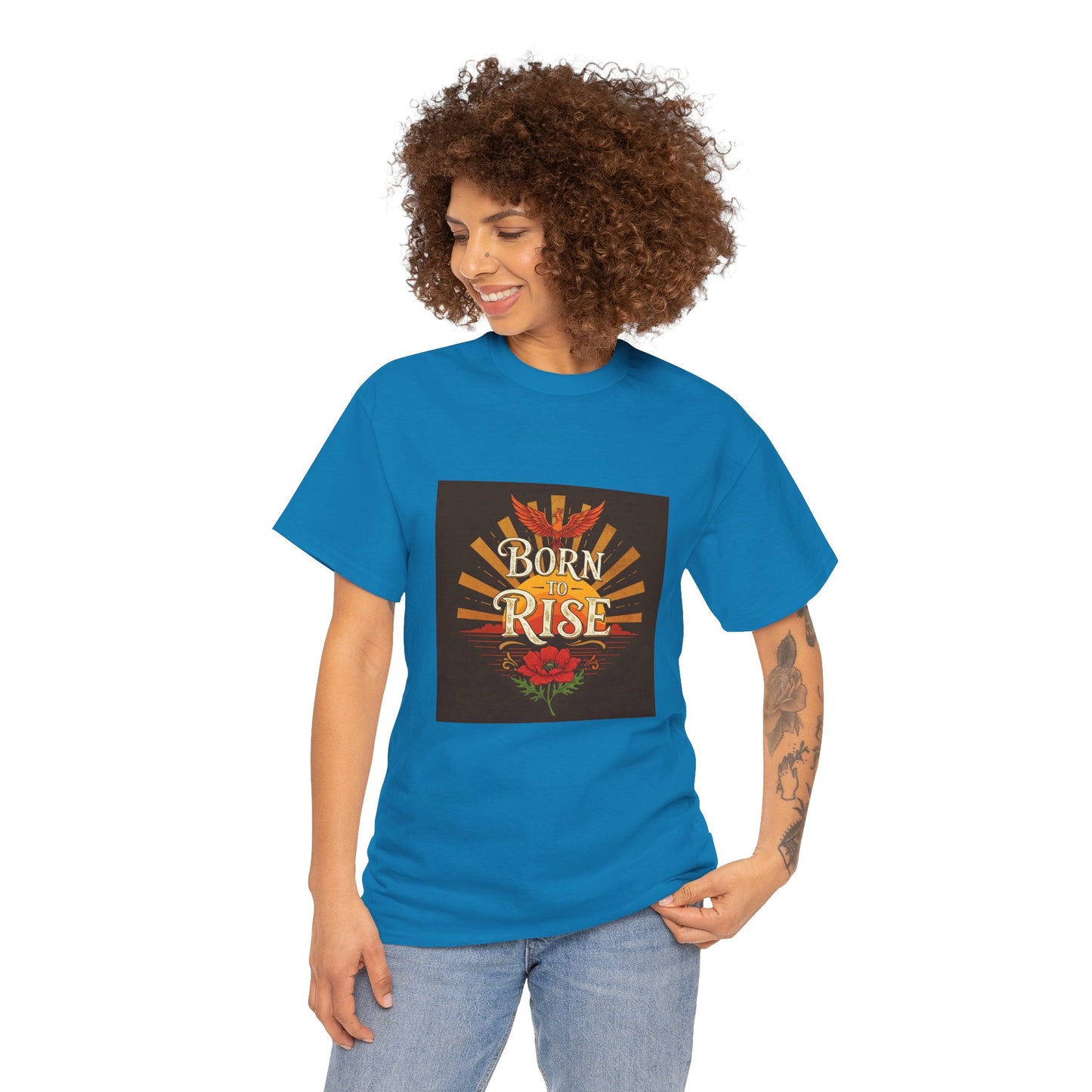 Born to Rise Unisex Heavy Cotton Tee - Inspirational Graphic Shirt