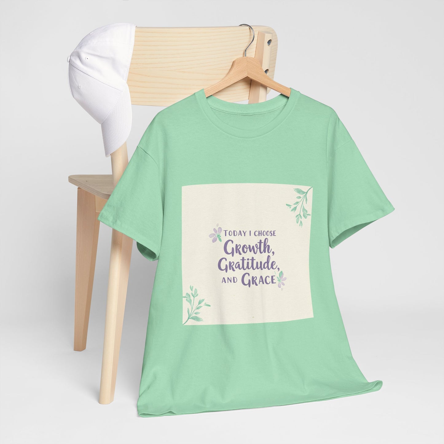 Inspirational Unisex Heavy Cotton Tee - "Today I Choose Growth, Gratitude, and Grace"