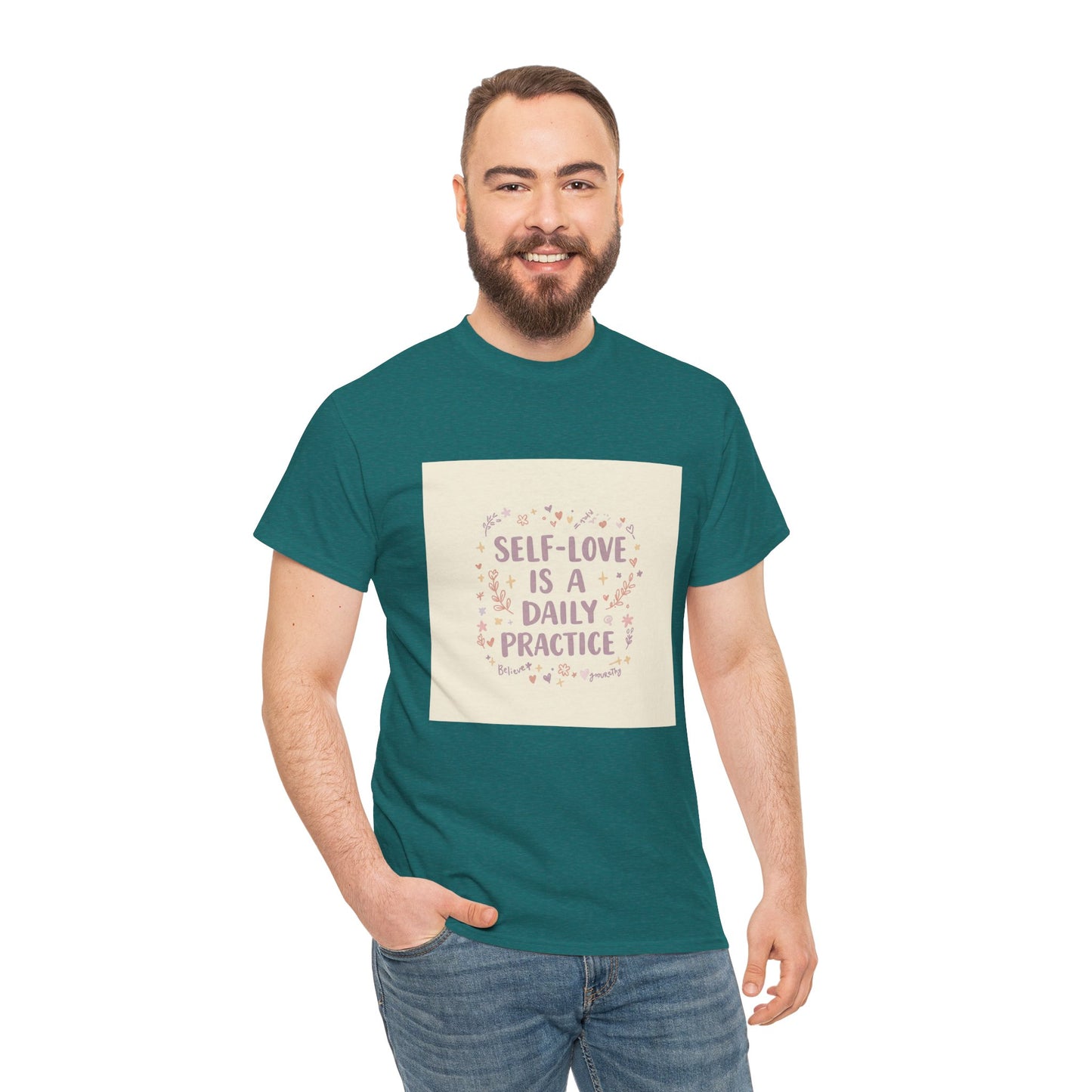 Self-Love is a Daily Practice Unisex Heavy Cotton Tee - Inspirational Graphic Tee