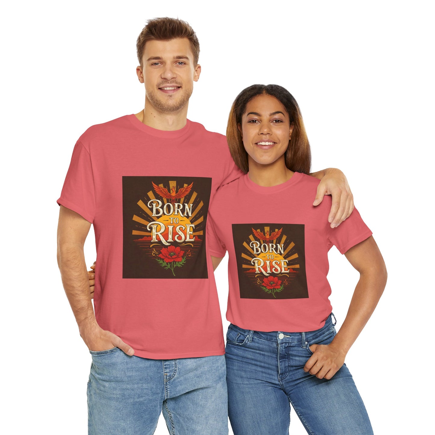 Born to Rise Unisex Heavy Cotton Tee - Inspirational Graphic Shirt