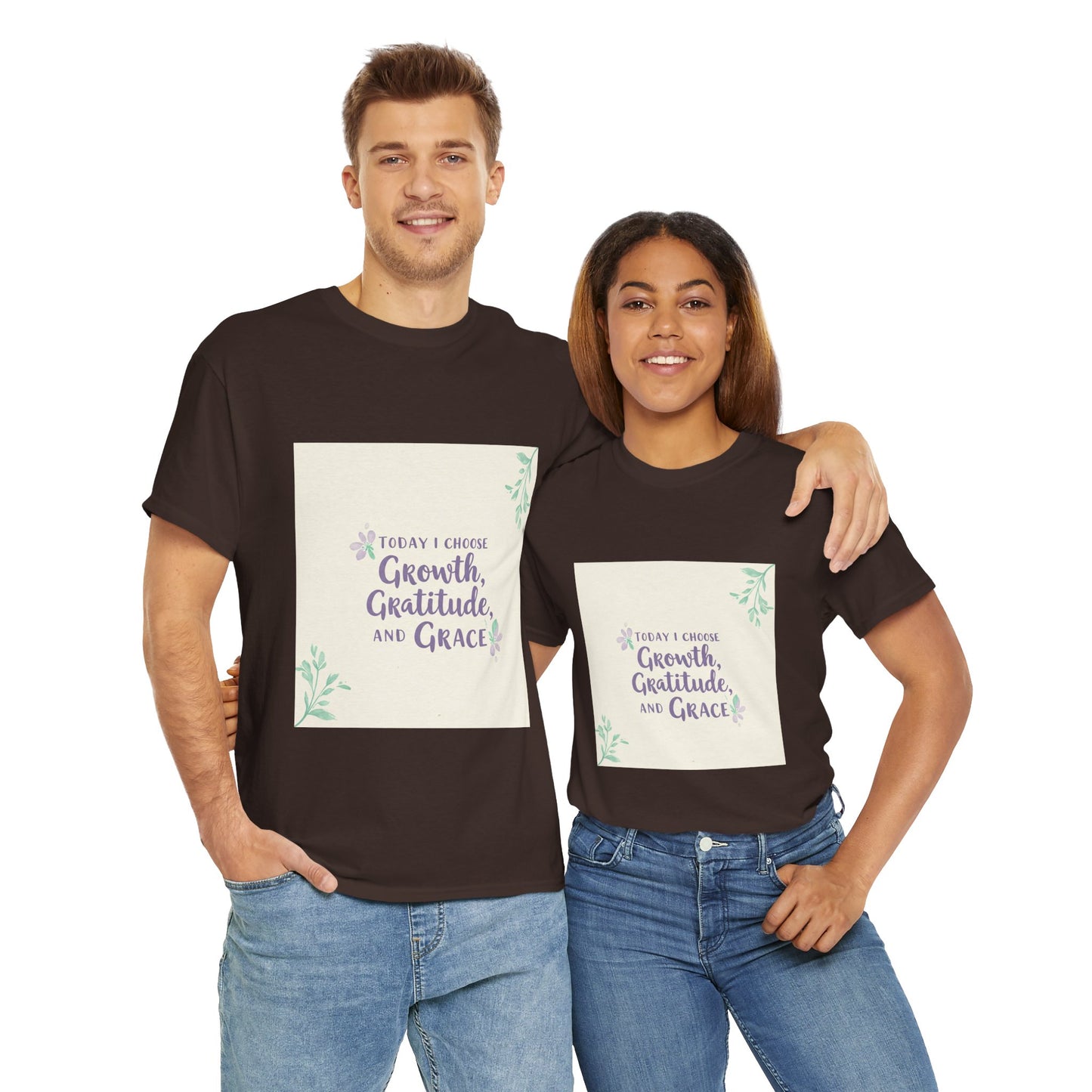 Inspirational Unisex Heavy Cotton Tee - "Today I Choose Growth, Gratitude, and Grace"