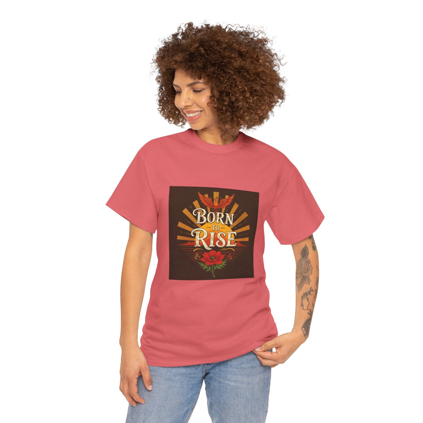 Born to Rise Unisex Heavy Cotton Tee - Inspirational Graphic Shirt