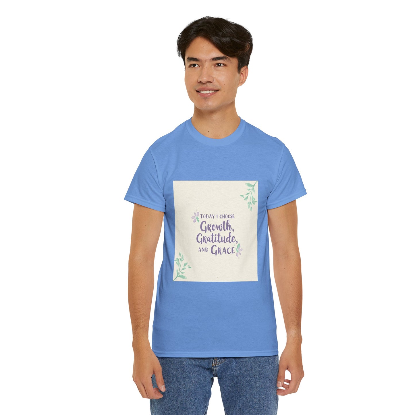 Inspirational Unisex Heavy Cotton Tee - "Today I Choose Growth, Gratitude, and Grace"