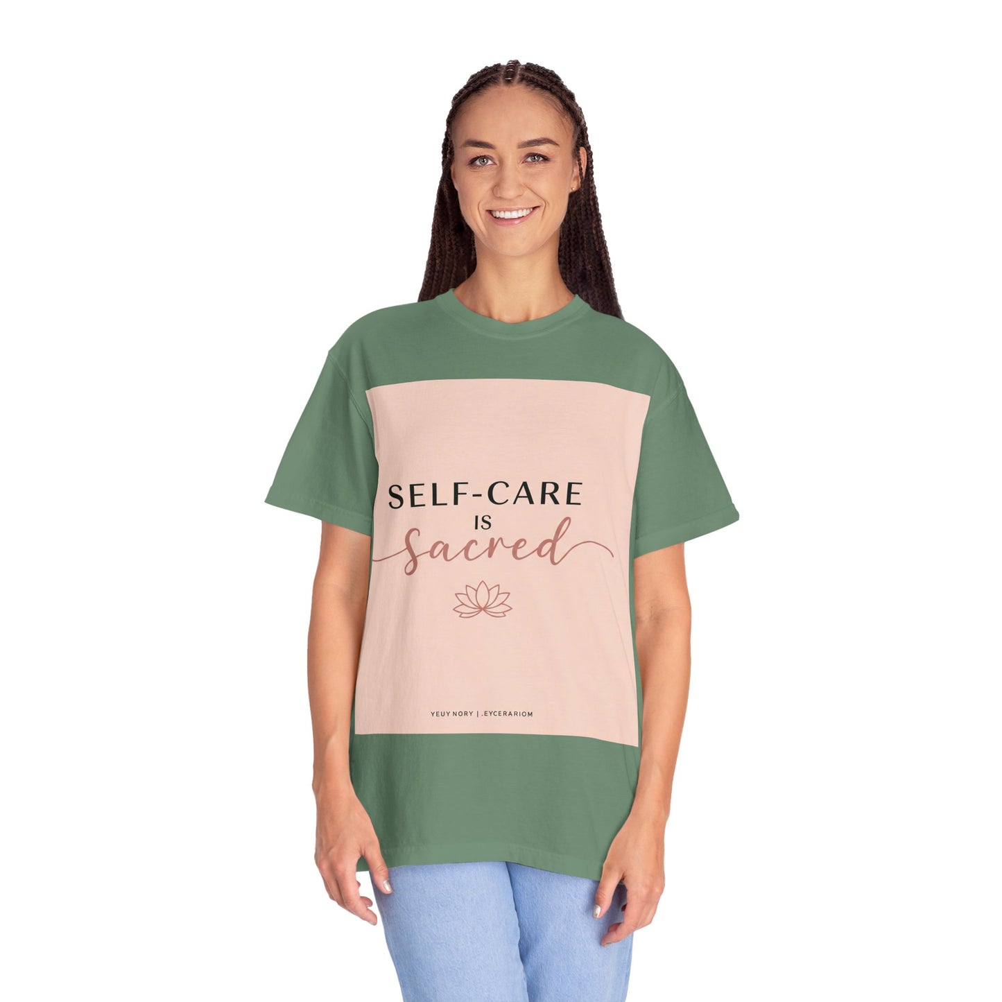 Front Print Design "Self-Care is Sacred" T-Shirt