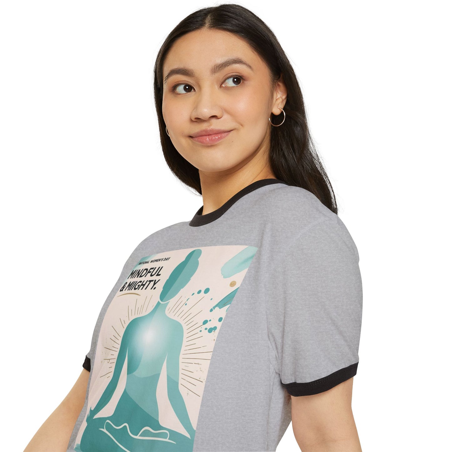 Mindful & Mighty Unisex Cotton Ringer T-Shirt for Women's Day