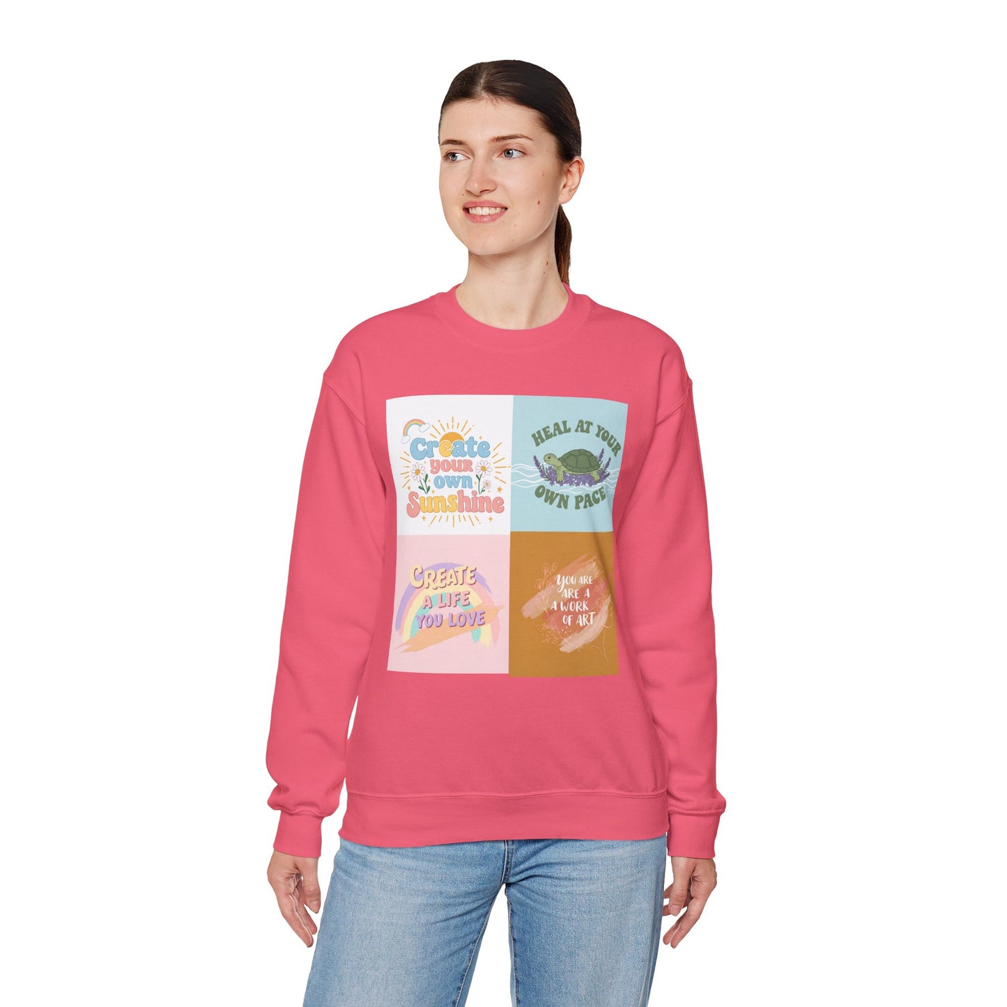 Inspirational Crewneck Sweatshirt - "Create Your Own Sunshine" & More