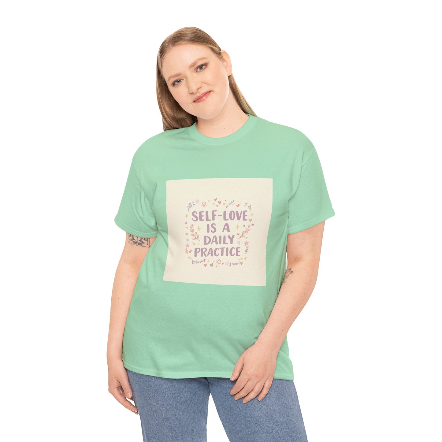 Self-Love is a Daily Practice Unisex Heavy Cotton Tee - Inspirational Graphic Tee