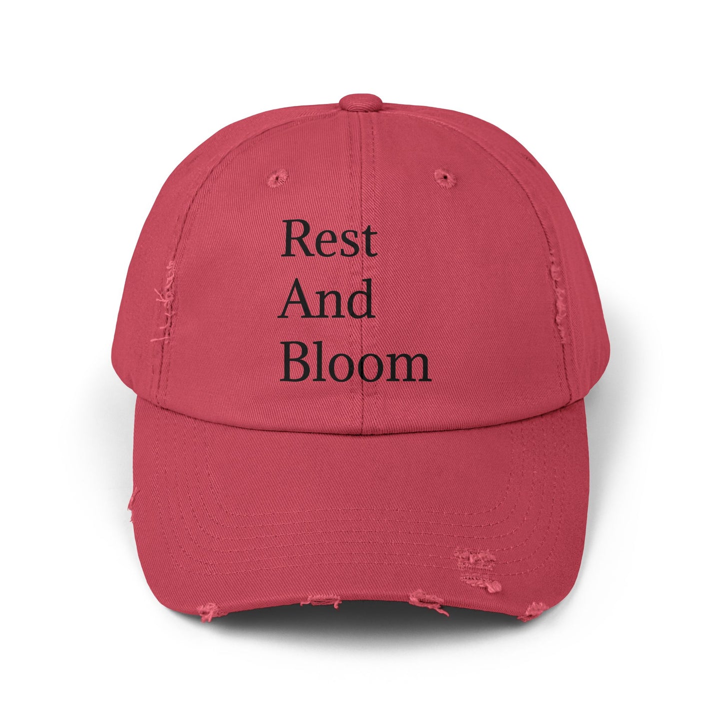 Unisex Distressed Cap - "Rest And Bloom" gemaklike hoed vir ontspanning en styl