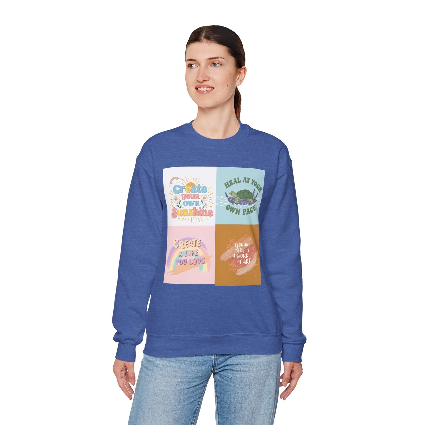 Inspirational Crewneck Sweatshirt - "Create Your Own Sunshine" & More