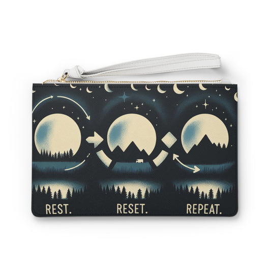 Rest Reset Repeat Clutch Bag | Stylish Travel Accessory for Relaxation Enthusiasts