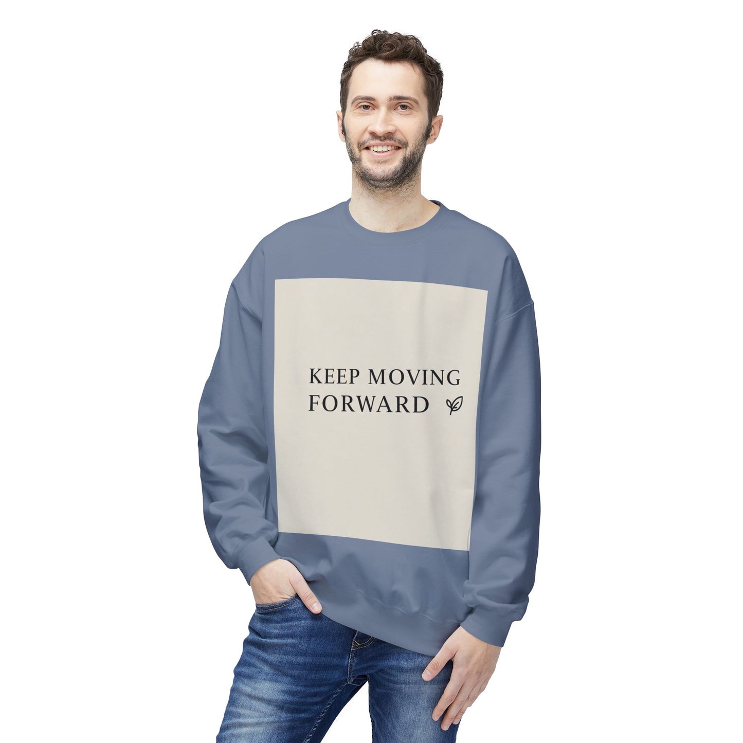 Inspirerende Fleece Crewneck-trui - "Hou aan om vorentoe te beweeg"