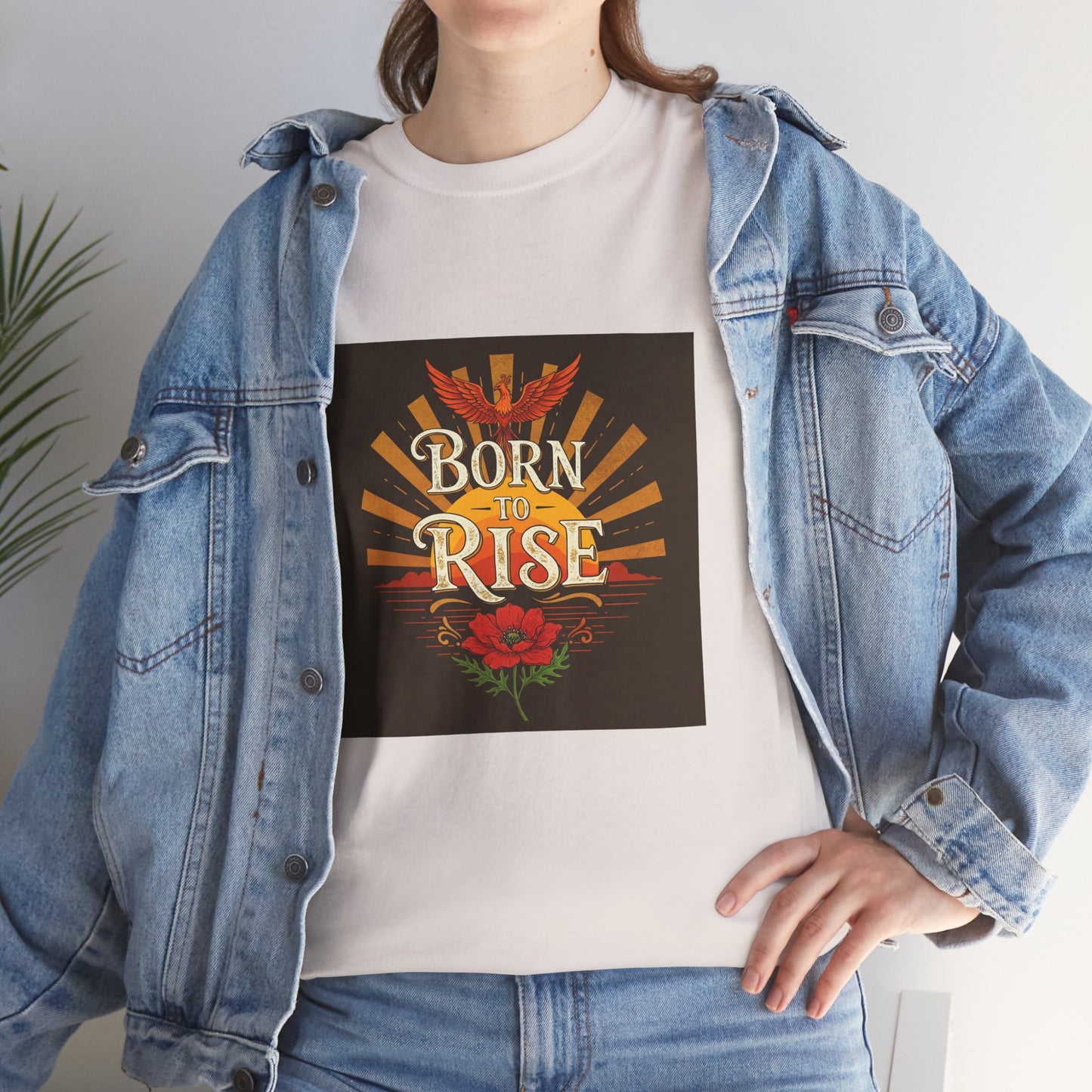 Born to Rise Unisex Heavy Cotton Tee - Inspirational Graphic Shirt