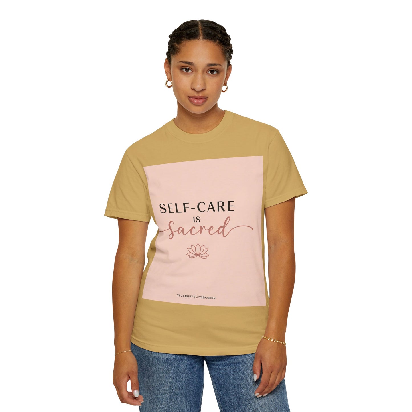 Front Print Design "Self-Care is Sacred" T-Shirt